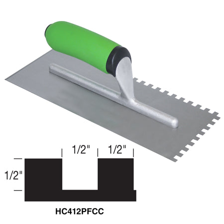 Hi-Craft® SQUARE NOTCH TROWEL WITH SOFT GRIP HANDLE