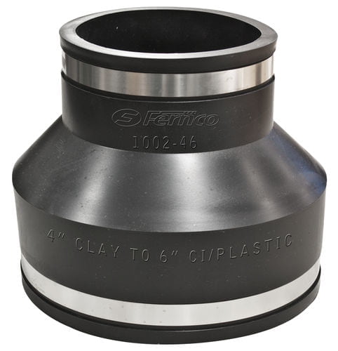 6"PLASTIC/CAST IRON TO 4" CLAY FERNCO