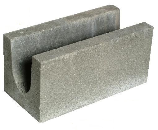 8"x8"x16" Solid Bottom Bond Beam Cement Block